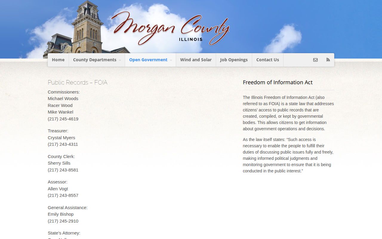 Morgan County arrest record FOIA and public records page